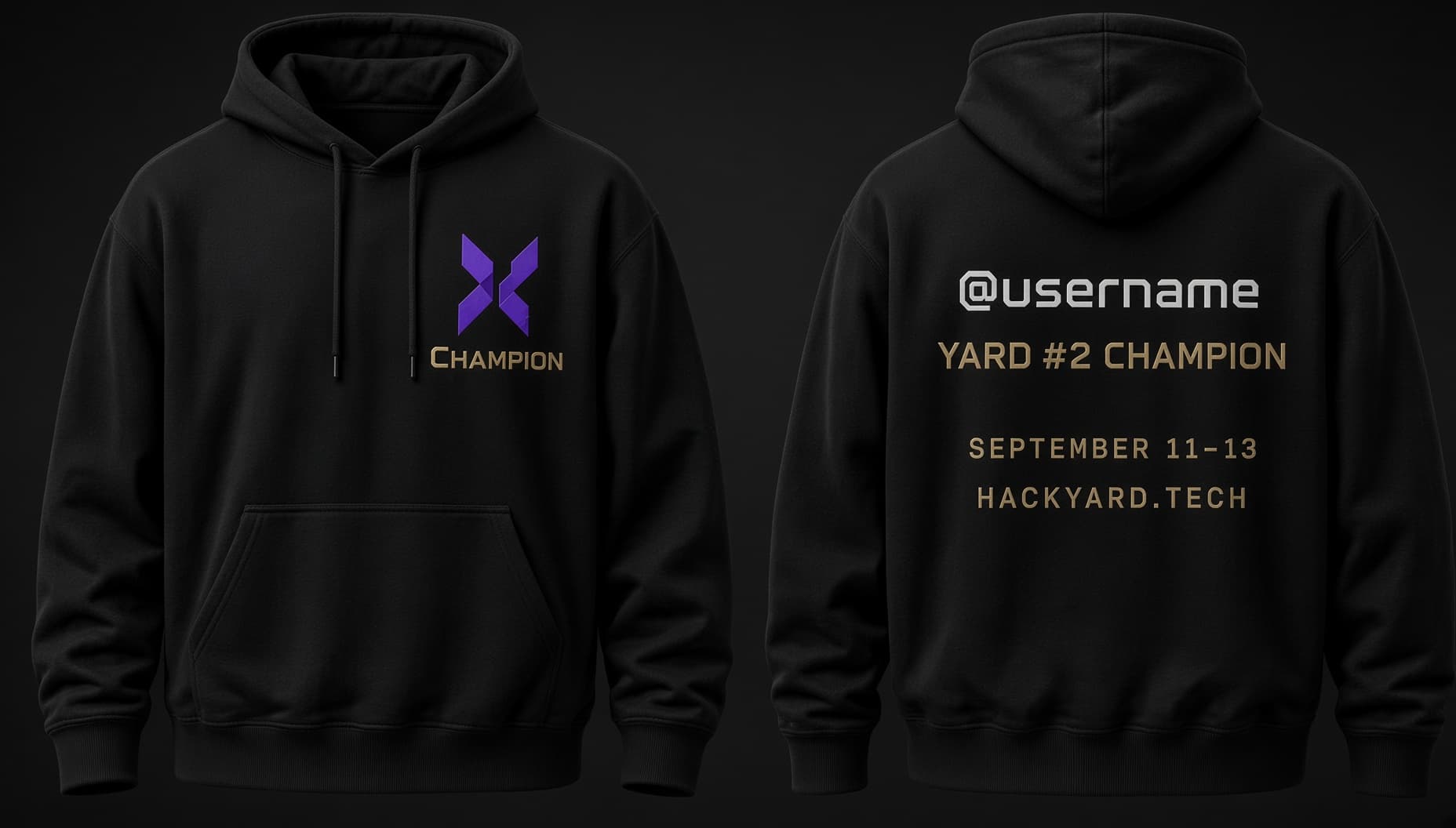 The Yard #2 champion hoodie, front and back