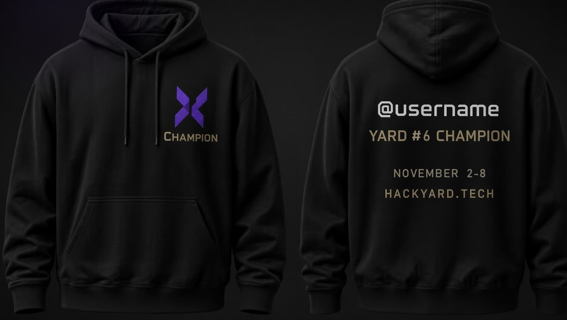 The Yard #6 champion hoodie, front and back